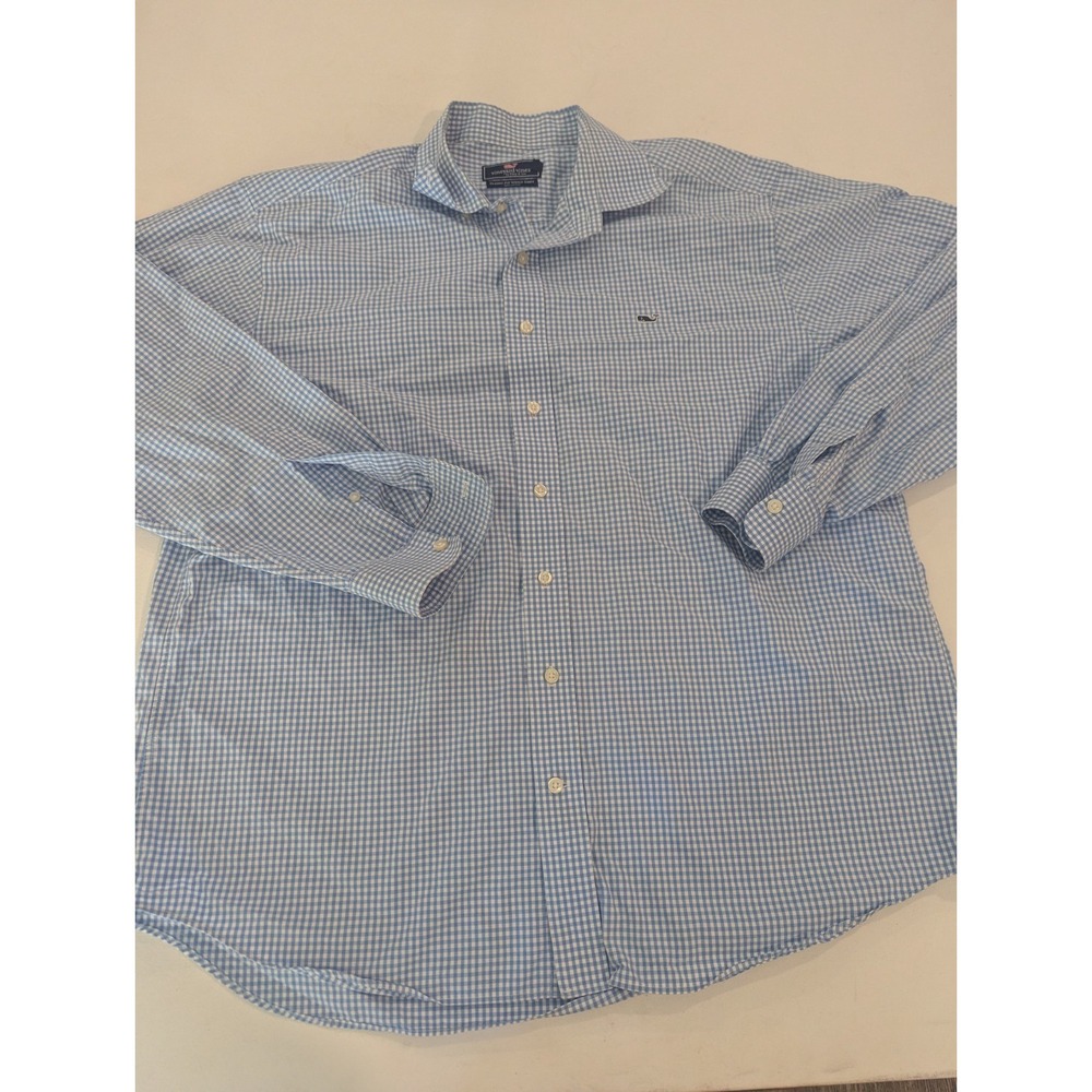 Vineyard Vines Mens XL Blue White Check Tucker Classic Fit Button Front Shirt